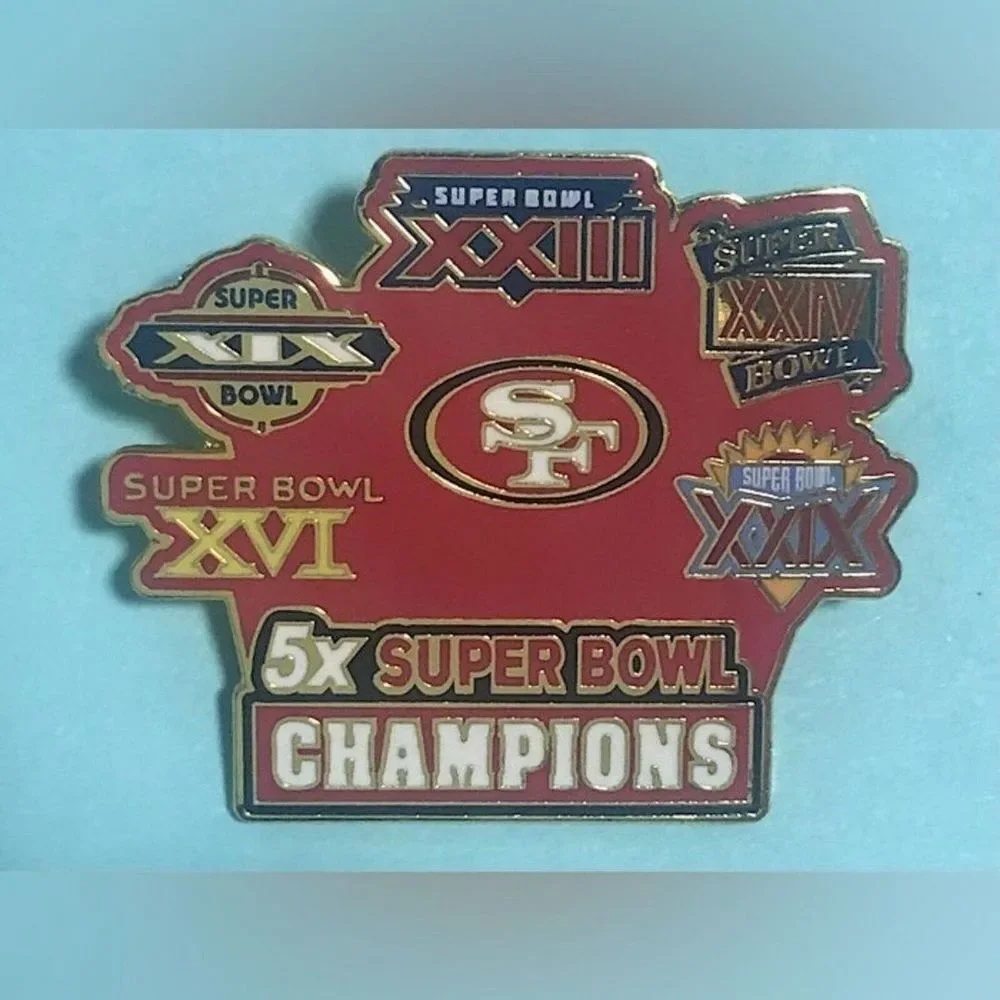 San Francisco 49ers -5X Super Bowl World Champions Pin NFL -New +Bonus Bundle